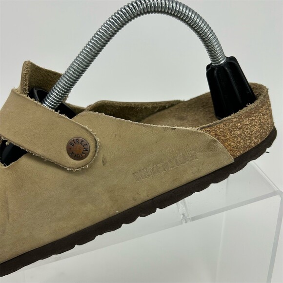 Birkenstock Boston Clog Beige Tan Leather Slip-On Soft Footbed EU 41 Comfort - Picture 4 of 13